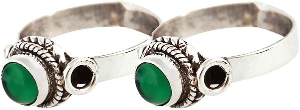 Green Onyx Toe Rings (Price Per Pair)
