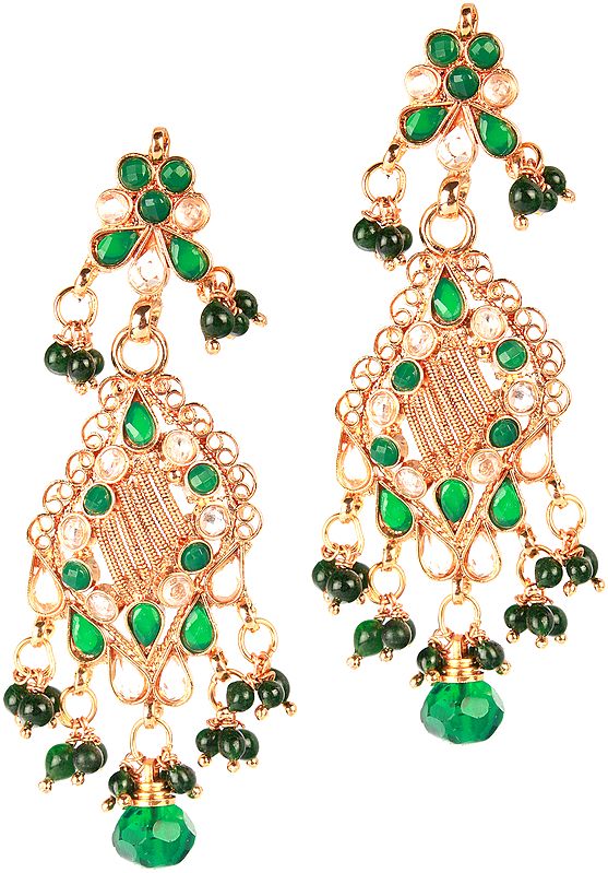 Faux Emerald Polki Earrings