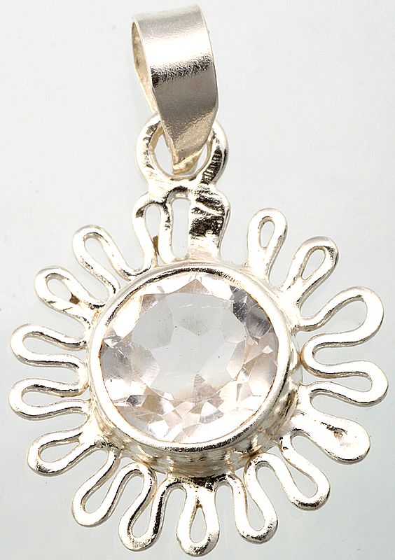 Faceted Crystal Small Pendant with Filigree
