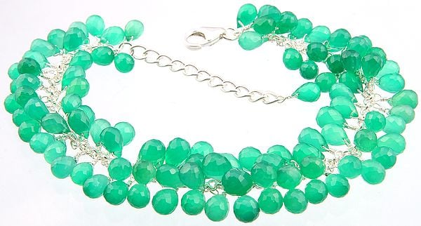 Faceted Green Onyx Bunch Bracelet