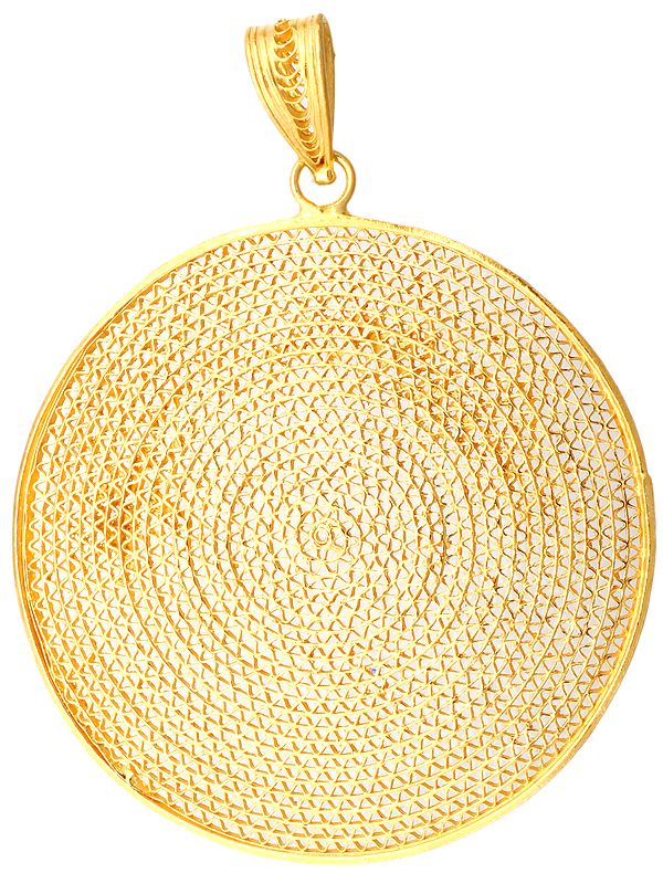 Gold Plated Shield Pendant with Lattice