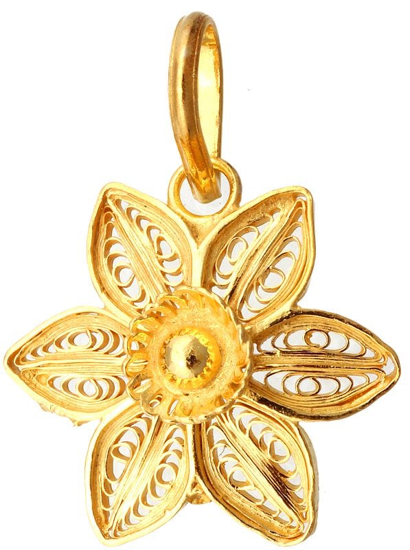 Sterling Gold Plated Lotus Pendant with Filigree