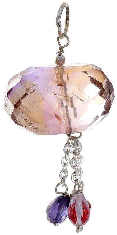 Faceted Ametrine Tumble Pendant with Iolite, Ruby and Crystal
