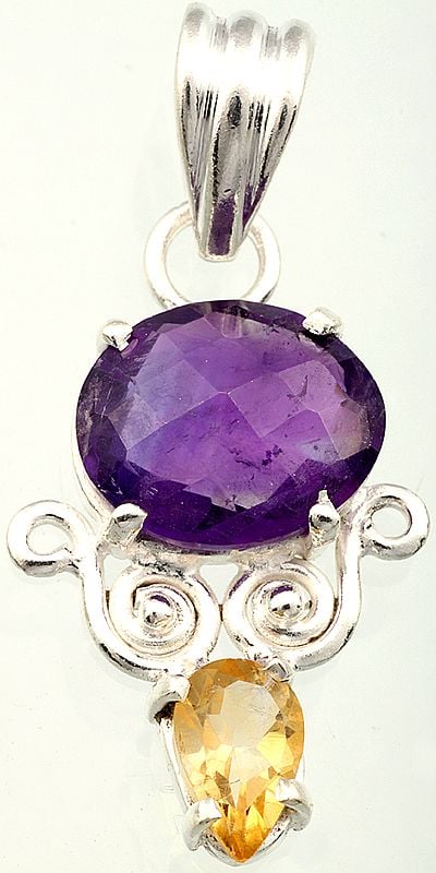 Faceted Amethyst and Citrine Pendant