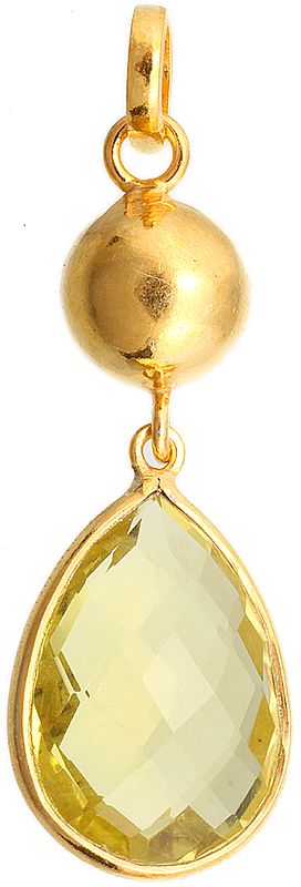 Faceted Lemon Topaz Pear-Shaped Gold Plated Pendant