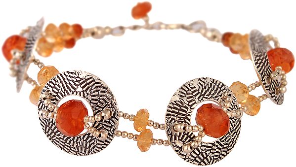 Faceted Hessonite Bracelet with Citrine