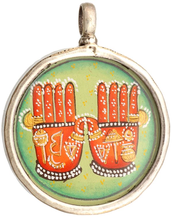 Double-Sided Pendant of Lotus Hands Feet of Devi