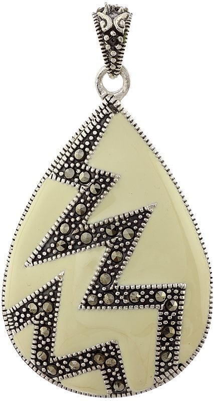 Sterling Enameled Pendant with Marcasite