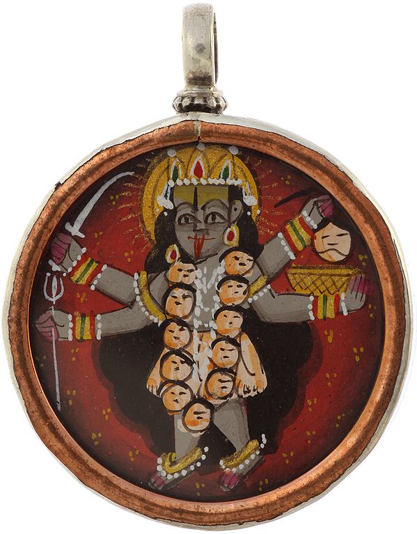 Goddess Kali Double-Sided Pendant with OM (AUM) on Reverse