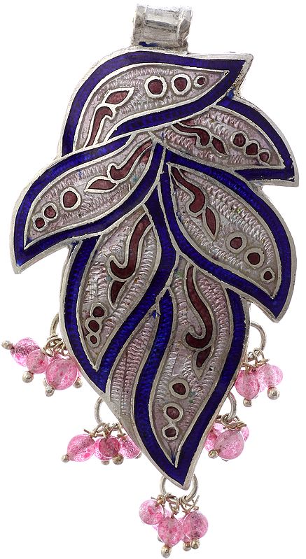 Meenakari Floral Pendant with Pink Tourmaline
