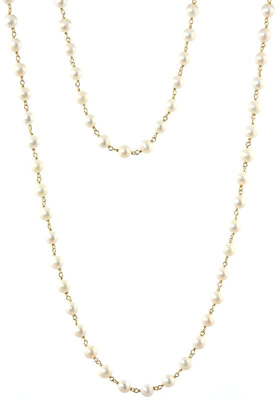 Pearl Gold Plated Long Necklace