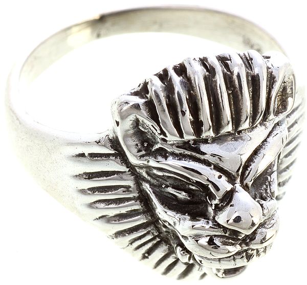 Sterling Lion Face Ring