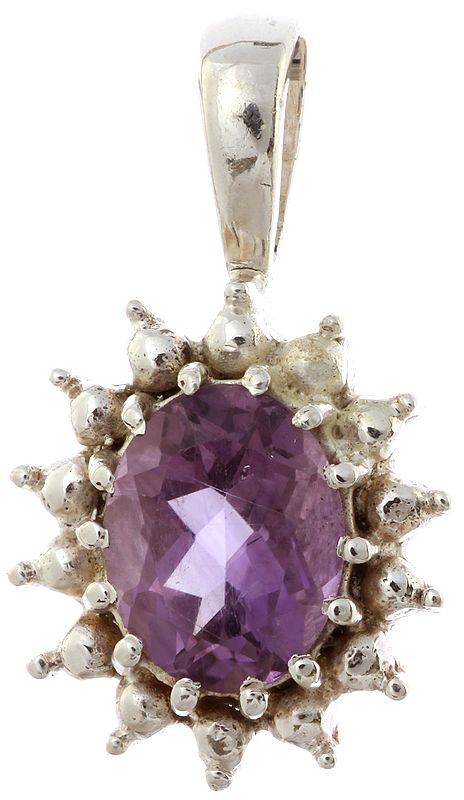 Faceted Amethyst Oval Pendant with Spikes