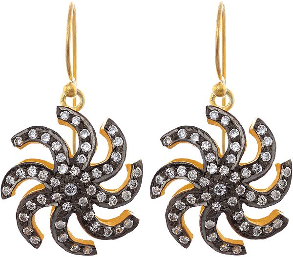 CZ Gold Plated Twirling Earrings
