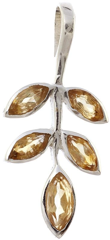 Faceted Citrine Leaves Pendant