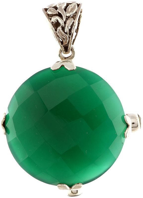 Faceted Green Onyx Pendant with Peridot