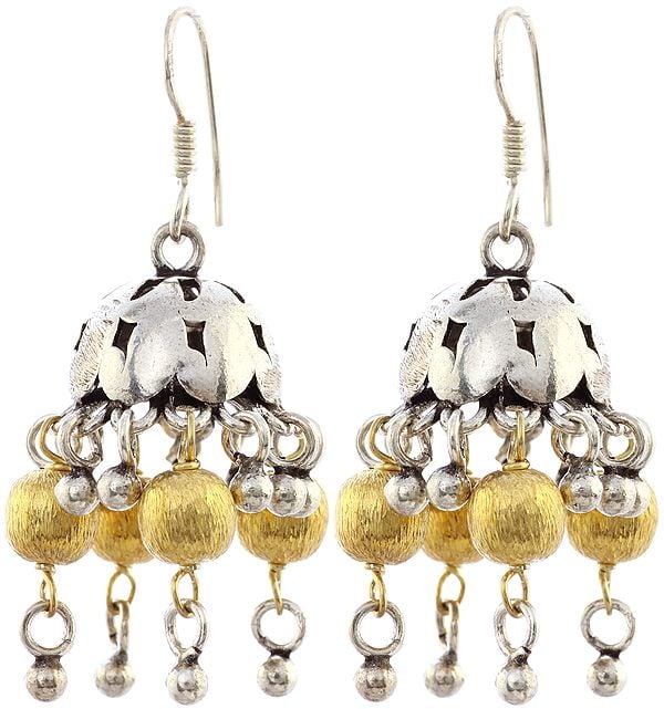 Sterling Umbrella Chandeliers with Gold Plated Beads