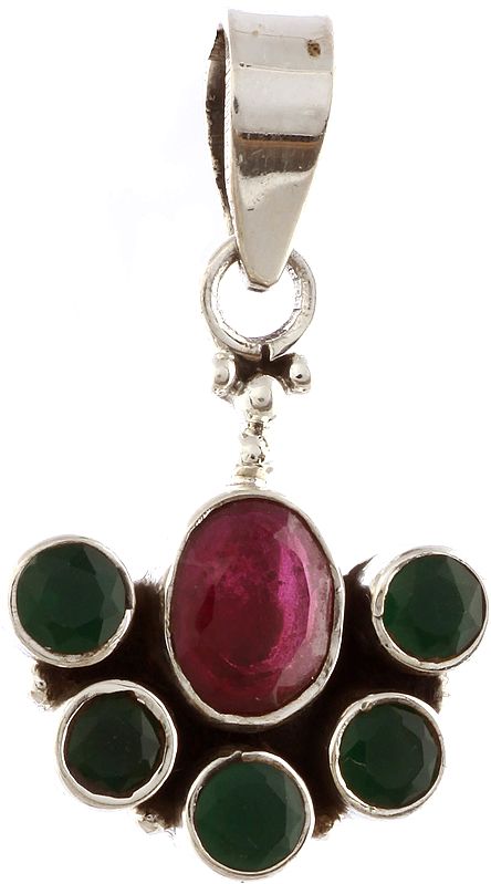 Faceted Ruby Pendant with Green Onyx