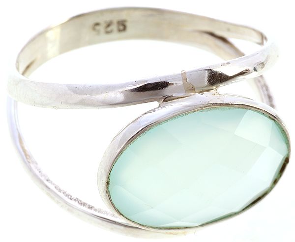 Faceted Peru Chalcedony Ring