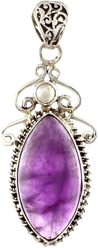 Amethyst Marquis Pendant with Pearl