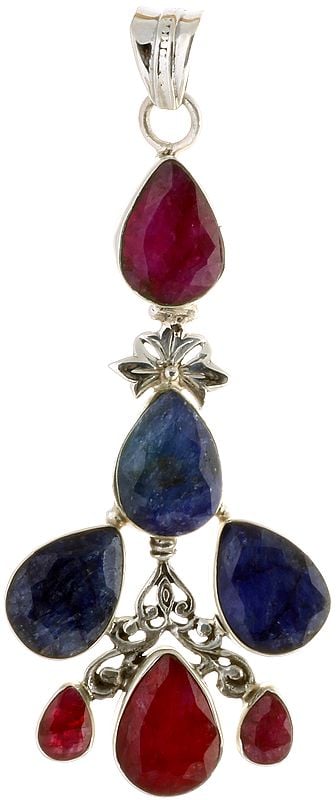 Faceted Sapphire and Ruby Pendant
