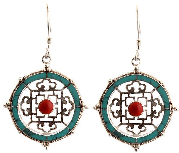 Coral Mandala Earrings with Coral