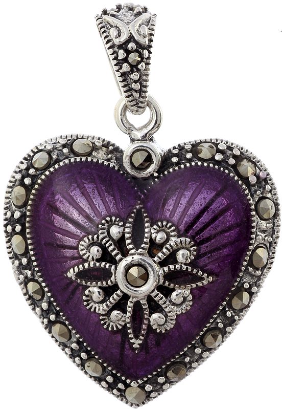Purple Marcasite Valentine Pendant