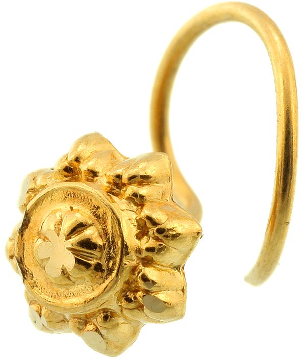 Handcrafted Gold Flower Nath