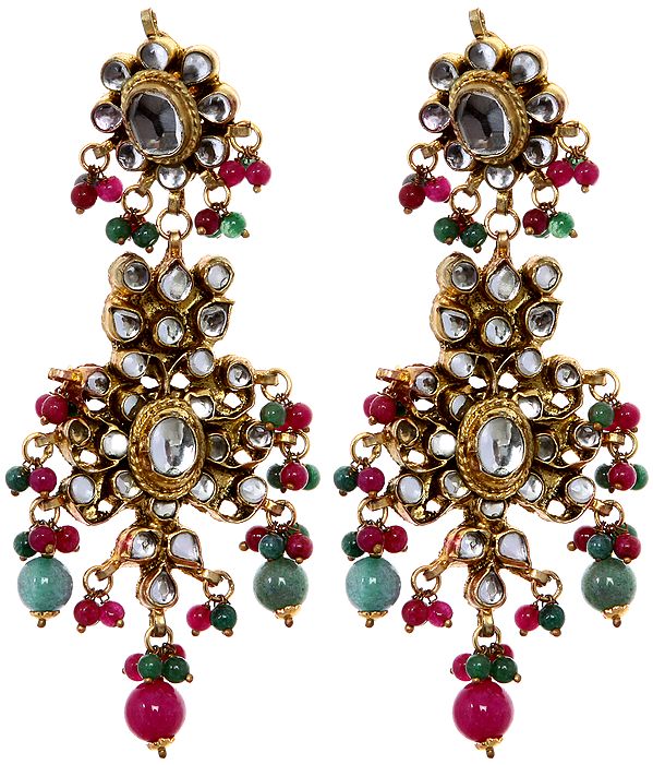 Faux Ruby and Emerald Kundan Earrings