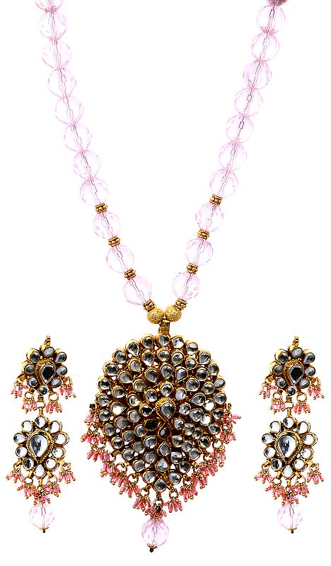 Pink Kundan Necklace Set