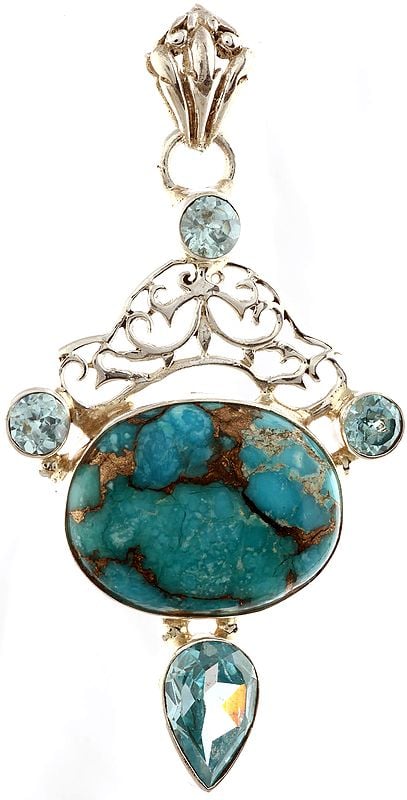 Tibetan Turquoise Pendant with BT