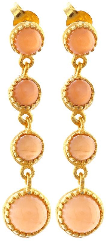 Pink Opal Gold Plated Earrings