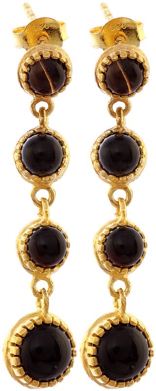 Black Onyx Gold Plated Earrings