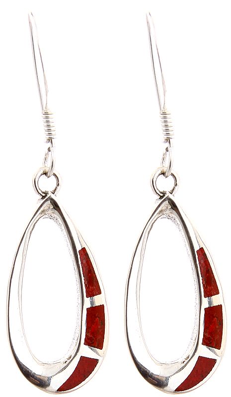 Sterling Inlay Pear-Shape Earrings