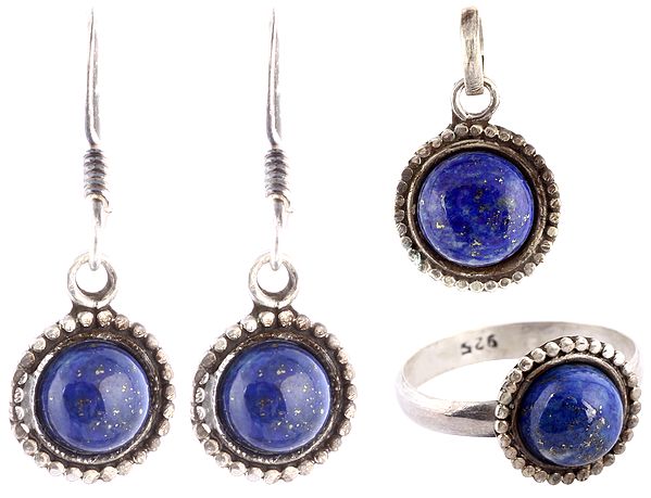 Lapis Lazuli Pendant, Earrings and Ring Set