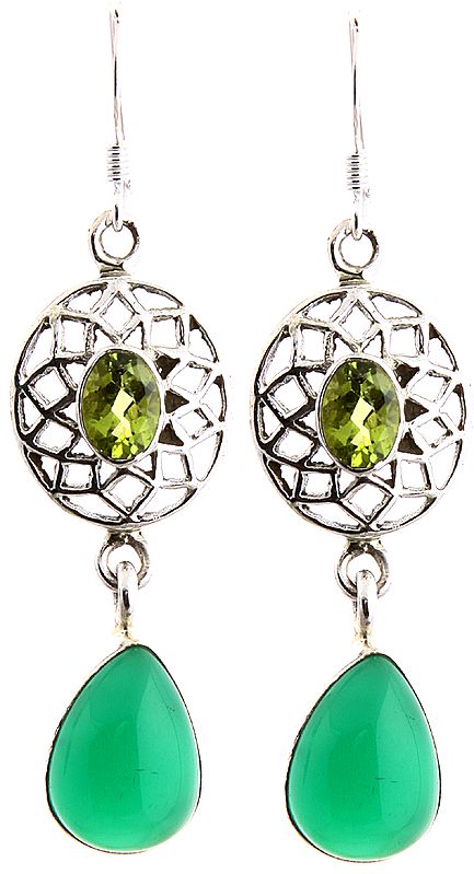 Green Onyx and Peridot Earrings