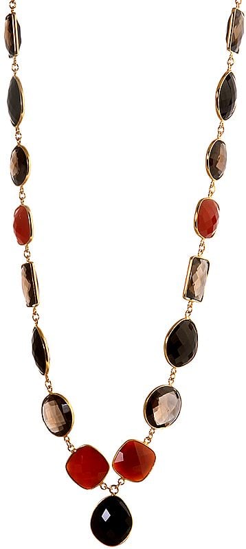 Faceted Gemstone Gold Plated Necklace