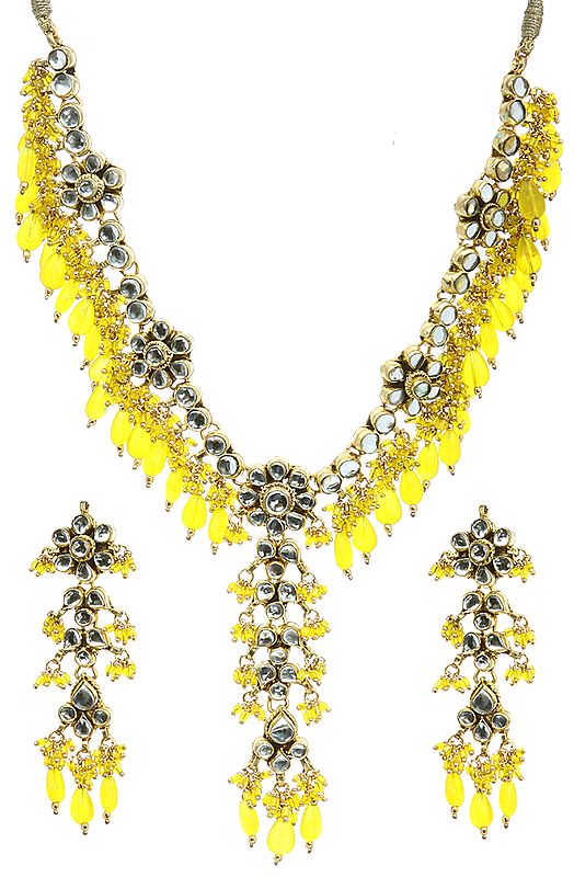 Yellow Kundan Necklace Set