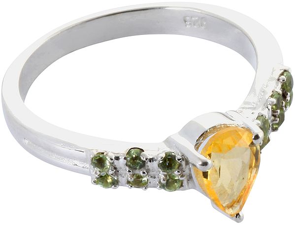 Faceted Citrine and Peridot Ring
