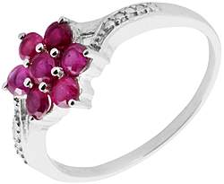 Faceted Ruby Flower Ring