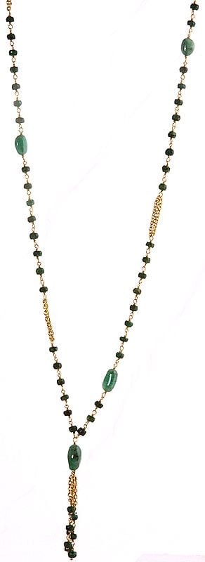 Emerald Gold Plated Long Necklace