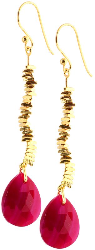 Faceted Ruby Gold Plated Earrings