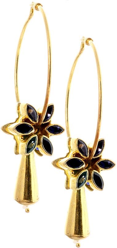 Faceted Iolite Gold Plated Earrings