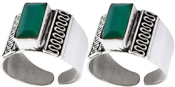 Green Onyx Toe Rings (Price Per Pair)