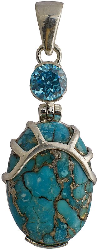 Blue Mohave Turquoise Pendant with BT