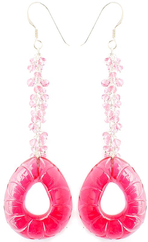 Hot-Pink Quartz Earrings