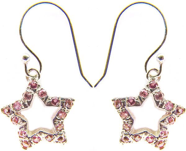 Faceted Pink Tourmaline Star Earrings