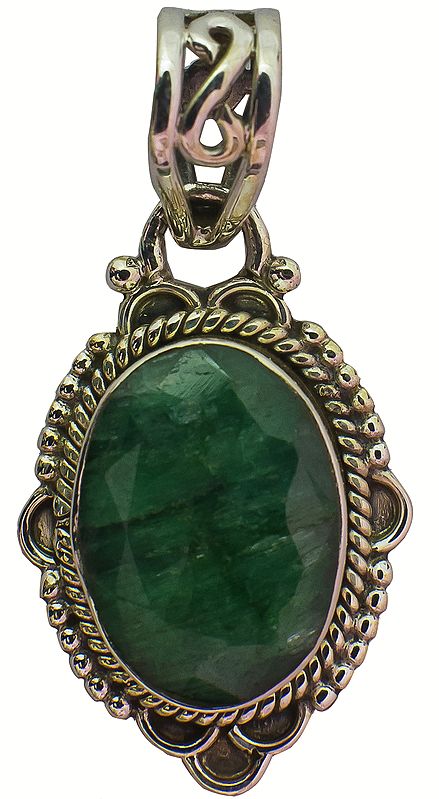 Faceted Emerald Oval Pendant
