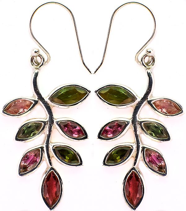 Faceted Tourmaline Leaves Earrings