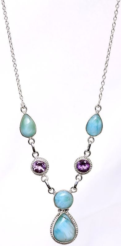 Larimar and Faceted Amethyst Necklace